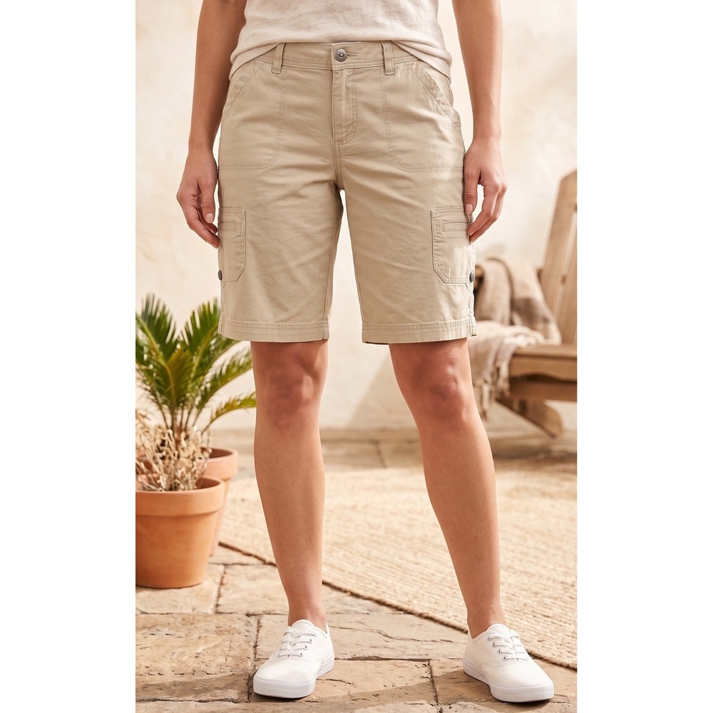 Lee Comfort Waistband Cargo Shorts Womens 12 Tan Hiking Stretch Gorpcore Outdoor